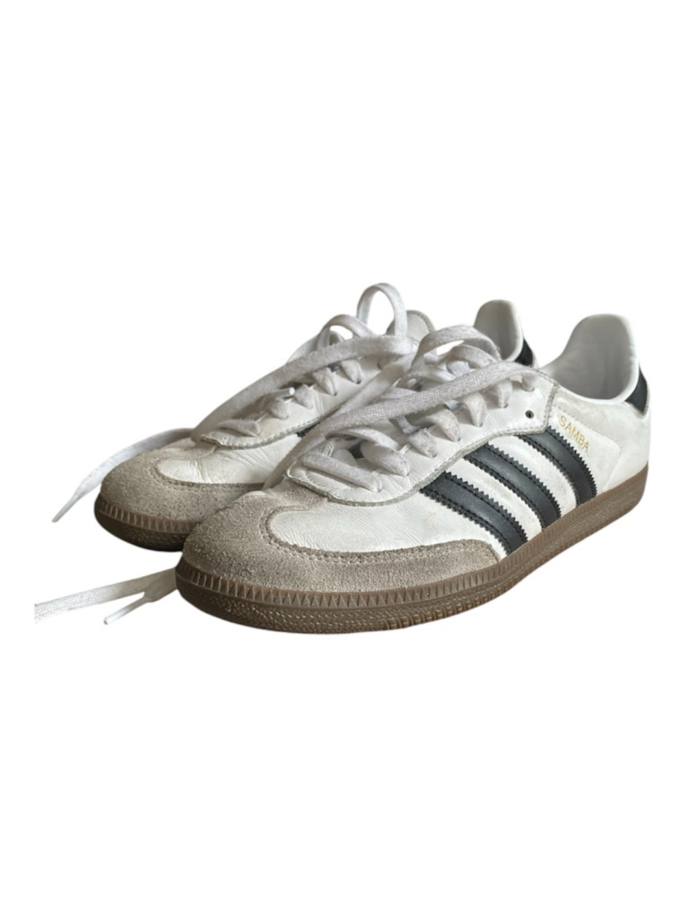 adidas White Leather Sneaker with Black Logo Detail